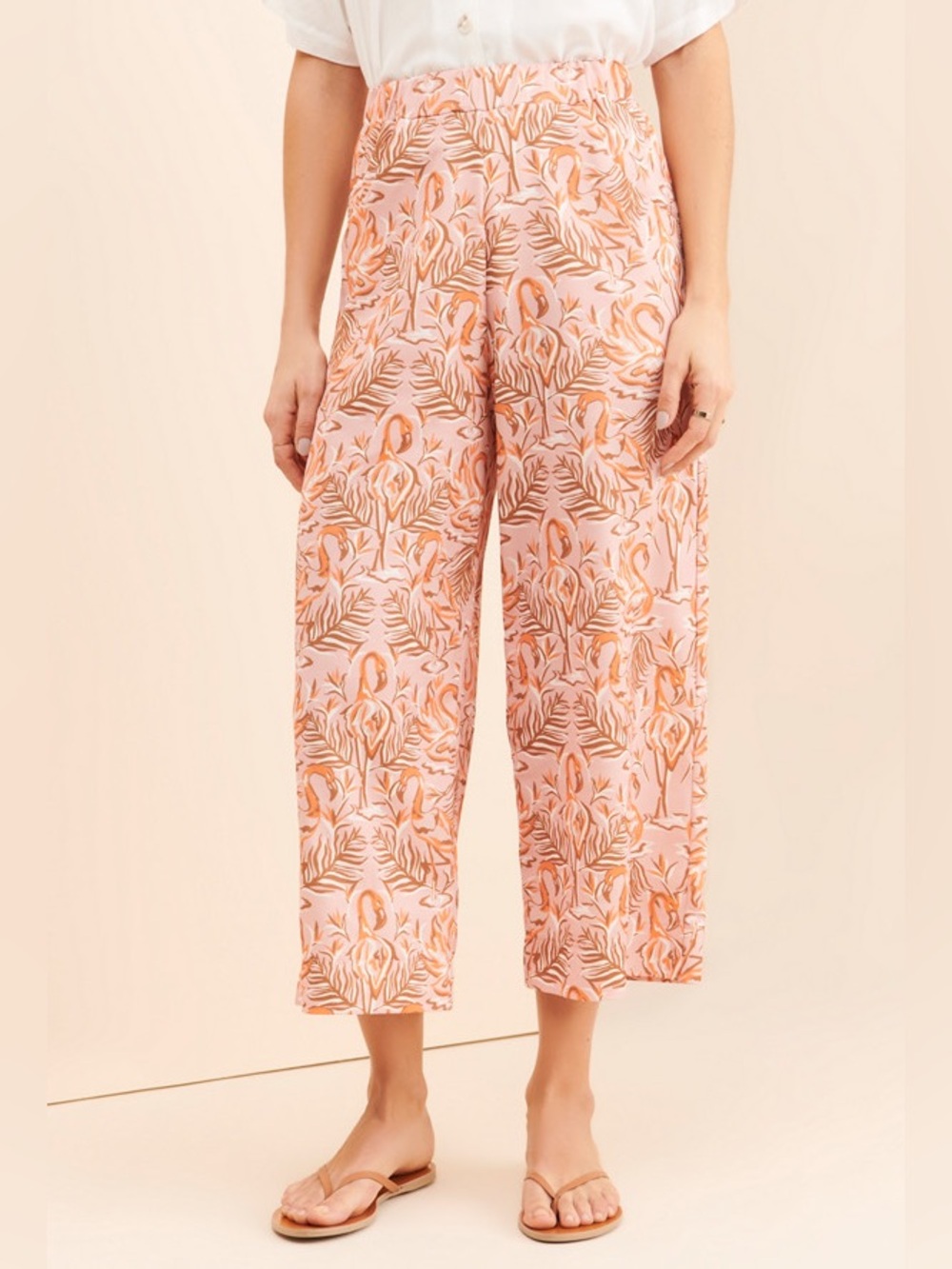 Dazey LA Free People Women’s Breezy Abstract High Waisted Cropped Flamingo Pants
